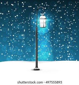 old street lamp. Switching on. vector illustration