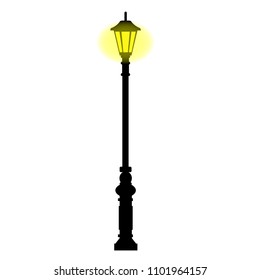 old street luminous lantern on a white background. Isolated