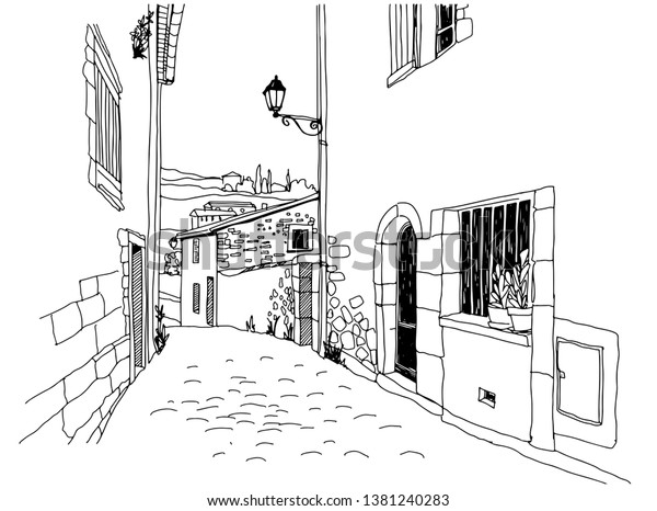 Old Street Romantic Provence France Urban Stock Vector Royalty Free