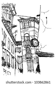 Old street sketch in vector