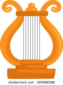 Old string instrument, illustration, vector on white background