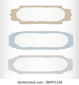 Old striped paper, banners. Vector website layout