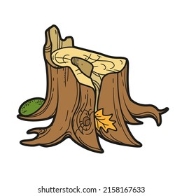 Old stump hollow inside color variation for coloring page isolated on white background