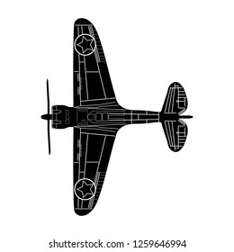 old stunt aeroplane isolated silouette image