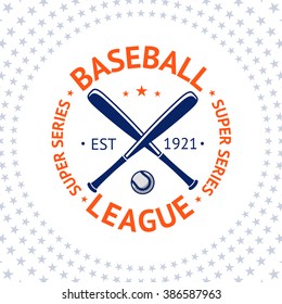 Old style Baseball Label with ball and bats. Vector