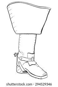 Old style boot with spurs. EPS8 vector illustration