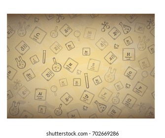 old style chemistry background with periodic table of  the elements