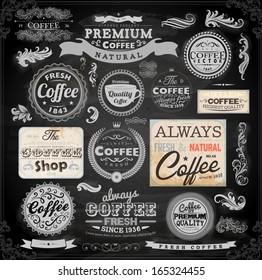 Old style Coffee frames and labels | Retro floral ornaments | Vintage ribbons, borders and other elements collection for Coffee design | eps10 vector set