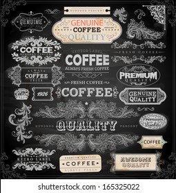 Old style Coffee frames and labels | Retro floral ornaments | Vintage ribbons, borders and other elements collection for Coffee design | eps10 vector set