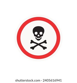 Old style danger sign with skull and crossbones on white background. Rusty. Warning. Attention. Danger. Danger. Worn.