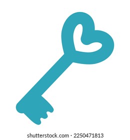 Icono de la llave de la puerta de estilo antiguo, elemento de diseño plano de dibujos animados, vector