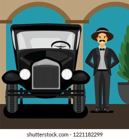 Old Style Driver and Car