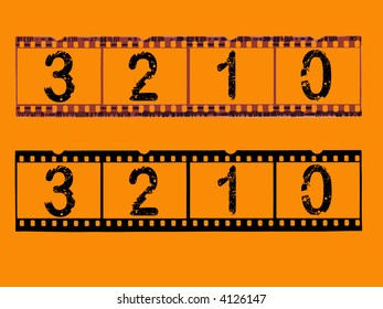 Old style film strip counting down to 0 (Transparent Vector format so they can be overlaid on other images)