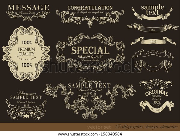Old style frames and labels/ Retro\
floral ornaments/ Vintage  borders/ elements\
calligraphic