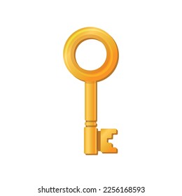 Old Style Golden Key on White Background. Vector