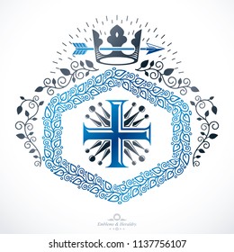 Old style heraldry, heraldic emblem, vector illustration.