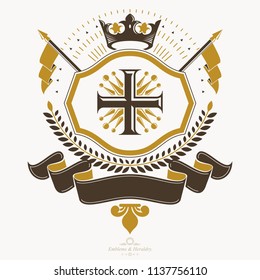 Old style heraldry, heraldic emblem, vector illustration.