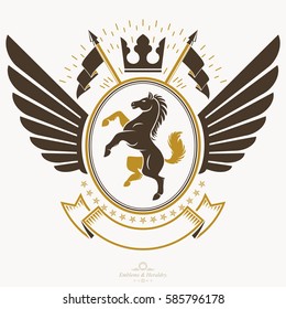 Old style heraldry, heraldic emblem, vector illustration.