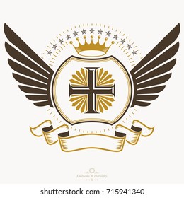 Old style heraldry, heraldic emblem, vector illustration.