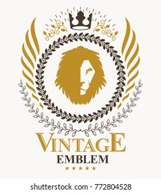 Old style heraldry, heraldic emblem, vector illustration.