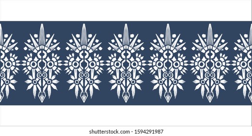 Old style ikat color etnical tribal hand - drawn pattern navajo motif for packing, wallpaper, batik