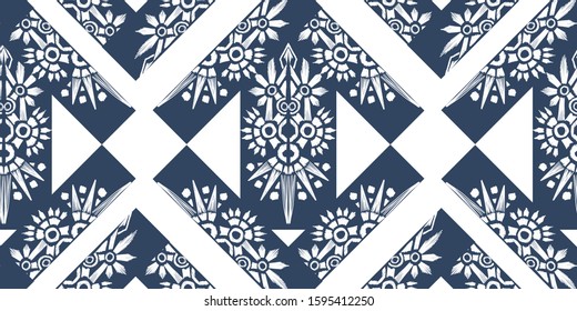 Old style ikat color etnical tribal hand - drawn pattern navajo motif for packing, wallpaper, batik