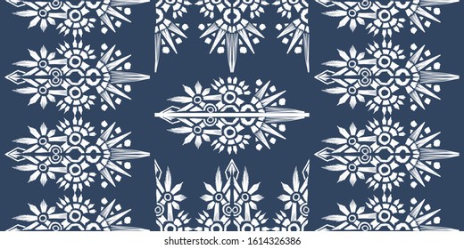 Old style ikat color etnical tribal hand - drawn pattern navajo motif for packing, wallpaper, batik