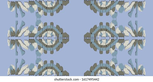 Old style ikat color etnical tribal hand - drawn pattern navajo motif for packing, wallpaper, batik background 