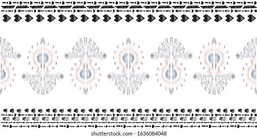 Old style ikat color etnical tribal hand - drawn pattern navajo motif for packing, wallpaper, batik. 