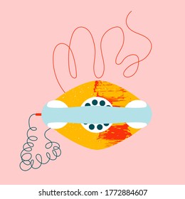 Old style isolated vintage telephone with a wire. Retro phone vector. Elegant old phone isolated illustration. Trendy clip art vector design for web and print.