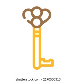 Old Style Key Color Icon Vector. Old Style Key Sign. Isolated Symbol Illustration