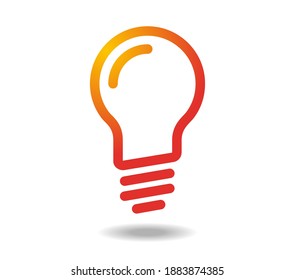 Old style light bulb. Linear drawing in oranges. Invention discovery