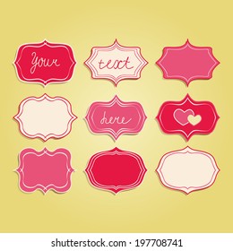 Old style love frames shadow cute pink