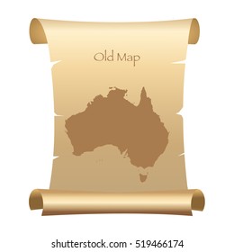 Old Style Map Of Australia On Parchment Paper Vector Illustration