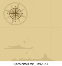 Old style map illustration in light brown shades, with space for text
