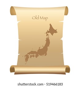 Old Style Map Of Japan On Parchment Paper Vector Illustration