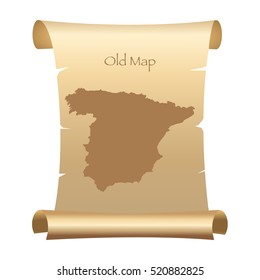 Old Style Map Of Spain On Parchment Paper Vector Illustration