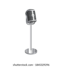 Old style metallic microphone, vector illustration