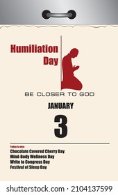 Old style multi-page tear-off calendar for Humiliation Day