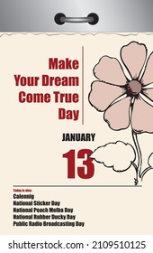 Old style multi-page tear-off calendar for Make Your Dream Come True Day