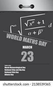 Old style multi-page tear-off calendar for March - World Maths Day