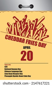 Old style multi-page tear-off calendar for April - Cheddar Fries Day