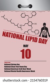 Old style multi-page tear-off calendar for May - National Lipid Day