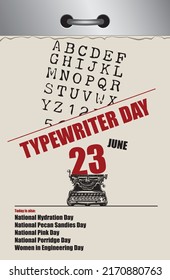 Old style multi-page tear-off calendar for june - National Typewriter Day