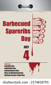 Calendario de despedida de varias páginas de estilo antiguo para julio - Día Nacional de las Parrilladas Barbacoas