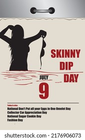 Old style multi-page tear-off calendar for july - Skinny Dip Day