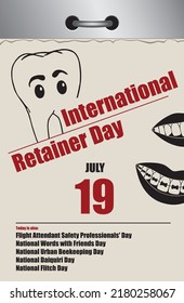 Old style multi-page tear-off calendar for july - International Retainer Day