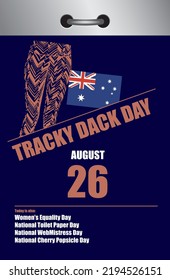 Old style multi-page tear-off calendar for August - Tracky Dack Day