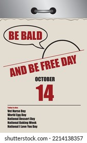 Old style multi-page tear-off calendar for October - Be Bald and Be Free Day