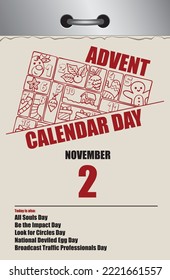 Old style multi-page tear-off calendar for November - Advent Calendar Day